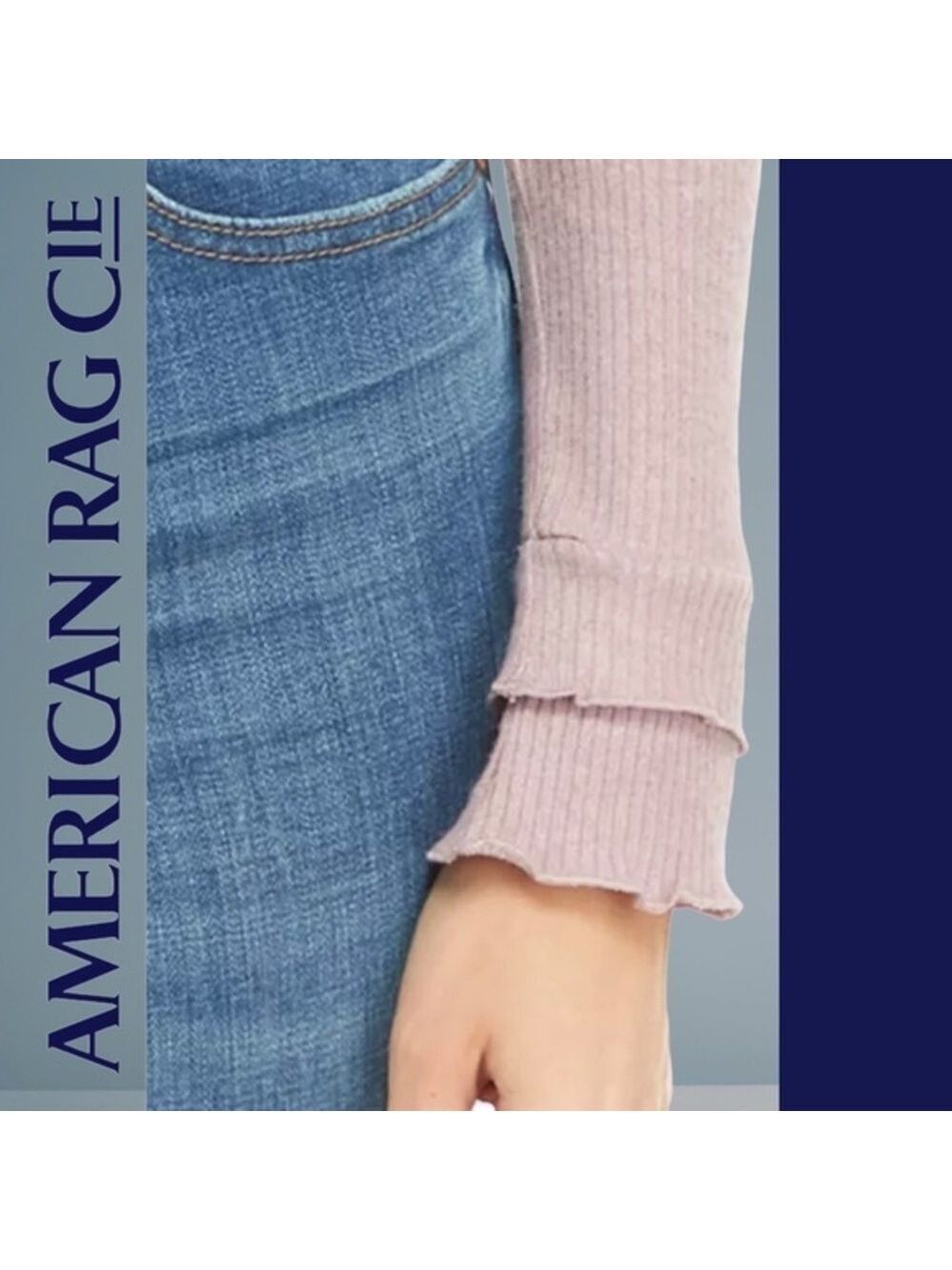 AMERICAN Rag Ribbed Long Sleeve Lettuce-Edge Top - Picture 8 of 14